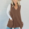 thumbnail image 1 of Timegard Tank Tops for Women Trendy V Neck Sleeveless Knit Vests Mid Long Casual Loose Tops with Pockets, 1 of 8