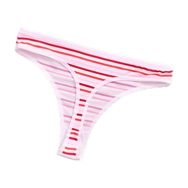 Timegard Thong for Women Striped Low Waist Cute Breathable Underwear Comfort G-String Thongs Briefs