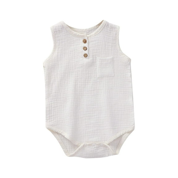 Timegard Toddler Baby Clothes Boy Girls Newborn Button Sleeveless Onesie Infant Unisex Comfy Rompers