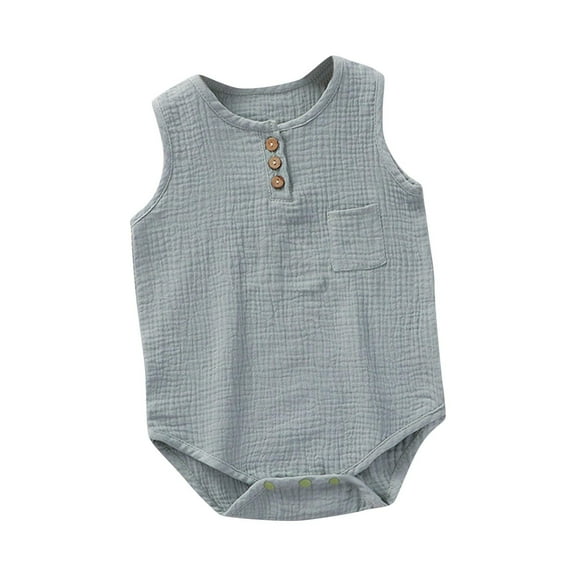 Timegard Toddler Baby Clothes Boy Girls Newborn Button Sleeveless Onesie Infant Unisex Comfy Rompers