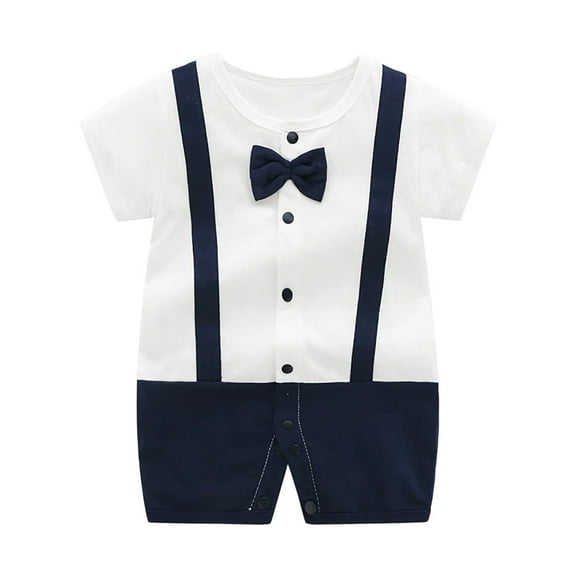 Timegard Toddler Baby Clothes Newborn Boy Onesie Formal Cotton Bow Tie Button down Suit Infant Rompers