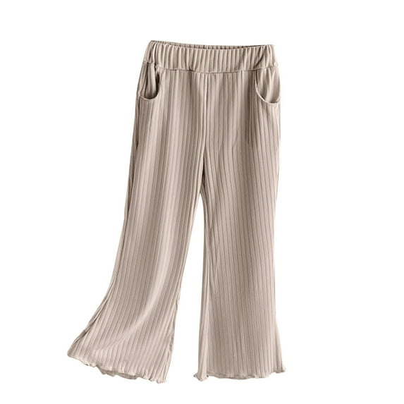 Timegard Toddler Baby Clothes for Girl Cute Ruffle Flare Leggings Casual Solid Color Thin Trousers Fashion