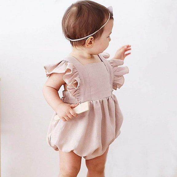 Timegard Toddler Baby Girls Clothes Newborn Ruffle Sleeveless Onesie Infant Cute Rompers Summer Fashion