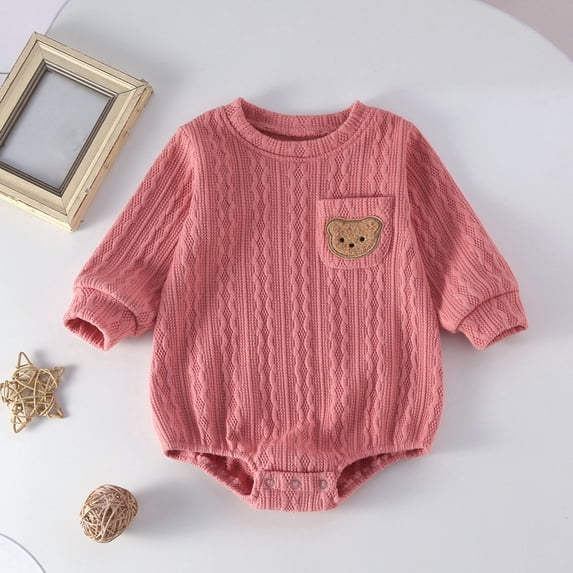 Timegard Toddler Clothes for Girls Boys Onesie Texture Long Sleeve Unisex Infant Rompers Fall Winter Casual Comfy Sets