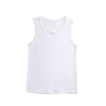 Timegard Baby Girls Clothes Toddler Lace Round Neck Sleeveless Loose Comfy Cute Solid Color Tank Tops
