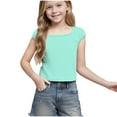 thumbnail image 1 of Timegard Toddler Girls Clothes Cap Sleeve Cropped Tank Tops Comfy Square Neck Tee Shirts Candy Color, 1 of 8