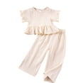 thumbnail image 1 of Timegard Toddler Girls Clothes Cute Cotton Ruffle Tee Shirts Pants Summer Travel Casual Outfits Sets, 1 of 7