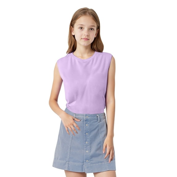 Timegard Toddler Girls Clothes Summer Cotton Tank Top Back Cutout Sleeveless Casual Athletic Crop Tops