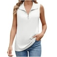 thumbnail image 1 of Timegard Top for Women Lapel V Neck Zipper Lightweight Loose Fitting Casual Work Sleeveless Tee Top, 1 of 8