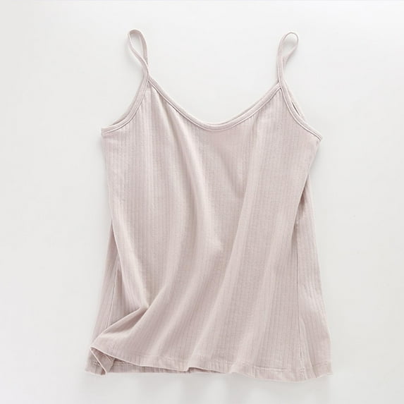 Timegard Top for Women Summer Comfy Solid Color V Neck Spaghetti Strap Loose Casual Tank Top Camis