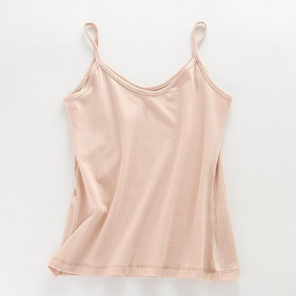 Timegard Top for Women Summer Comfy Solid Color V Neck Spaghetti Strap Loose Casual Tank Top Camis