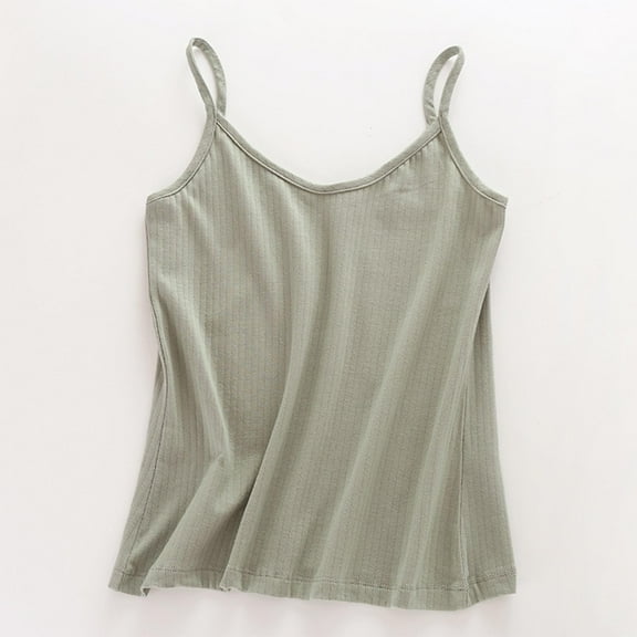 Timegard Top for Women Summer Comfy Solid Color V Neck Spaghetti Strap Loose Casual Tank Top Camis