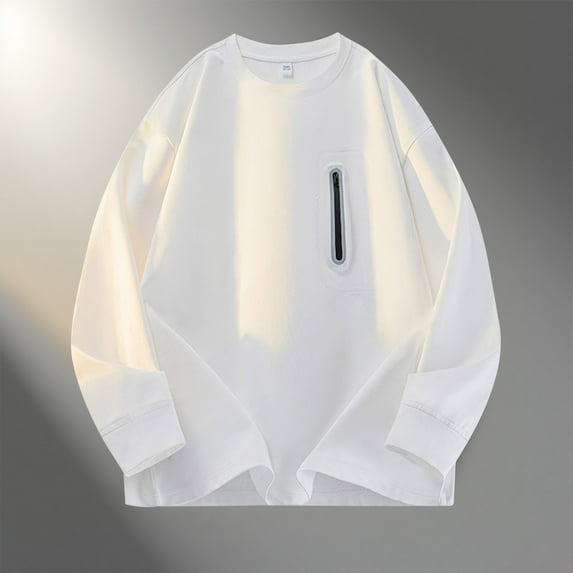 Timegard Tops for Men Trendy Crewneck Zipper Long Sleeve Pullover Casual Loose Workout Running Tops