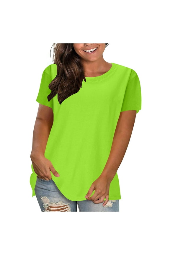 Tops for Women Crewneck Drop Shoulder Short Sleeve Basic Tee Shirts Casual Comfy Tops Summer