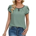 thumbnail image 1 of Timegard Tops for Women Eyelet Scoop Neck Petal Short Sleeve Ruched Blouse Summer Dressy Casual Loose Tops, 1 of 7