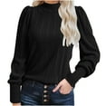thumbnail image 1 of Timegard Tops for Women Half High Neck Puff Long Sleeve Blouse Fall Work Casual Solid Color Comfy Tops, 1 of 1