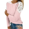 thumbnail image 1 of Timegard Tops for Women Lace Long Sleeve Crewneck Comfy Solid Color Fall Tee Dressy Casual Loose Tops, 1 of 5