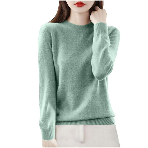 Timegard Tops for Women Long Sleeve Comfy Knit Pullover Fall Casual Crewneck Solid Color Top Sweater