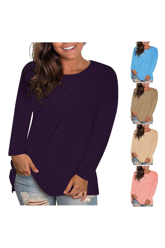 Tops for Women Long Sleeve Drop Shoulder Blouse Fitting Casual Comfy Basic Tee Tops Fall