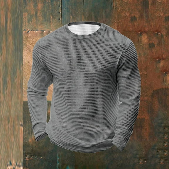 Timegard Mens Shirts Plus Size Crewnec Long Sleeve Solid Color Tops Drop Shoulder Fall Casual Pullover