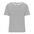 thumbnail image 1 of Timegard Tops for Women Striped Drop Shoulder Short Sleeve Basic Tee Shirts Casual Crewneck Comfy Top, 1 of 4