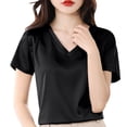 thumbnail image 1 of Timegard Tops for Women Summer V Neck Comfy Solid Color Loose Tee Casual Short Sleeve Shirts Blouse, 1 of 6