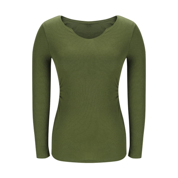 Timegard Tops for Women Trendy Ribbed V Neck Ruched Skinny Comfy Solid Color Casual Going out Tops