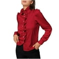 thumbnail image 1 of Timegard Tops for Women Trendy Ruffle Half High Neck Button Puff Long Sleeve Comfy Casual Business Shirts, 1 of 7