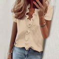 thumbnail image 1 of Timegard Tops for Women Trendy Ruffle V Neck Fitting Work Travel Casual Tee Shirts Short Sleeve Tops, 1 of 6