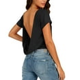 thumbnail image 1 of Timegard Tops for Women Trendy Scoop Neck Short Sleeve Cropped Tee Backless Slim Comfy Tops Summer, 1 of 8