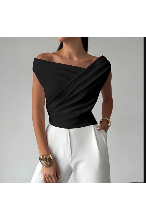 Tops for Women Trendy off the Shoulder Side Ruched Cropped Tee Shirts Summer Casual Slim Tops