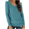 thumbnail image 1 of Timegard Tops for Women V Neck Long Sleeve Blouse Solid Color Basic Tee Fall Casual Comfy Tunic Tops, 1 of 5