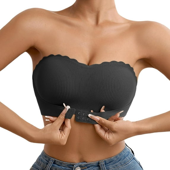 Timegard Tube Bras for Women Seamless Strapless Front Closure Full Support Comfy Bras Summer Fashion