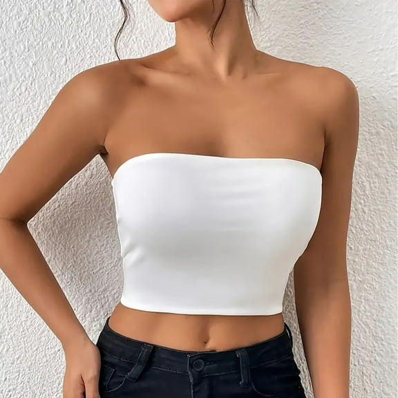 Timegard Tube Tops for Women Sleeveless Solid Color Comfy Slim Fitting Crop Tops Summer Going out Tops