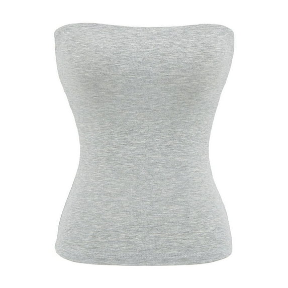 Timegard Tube Tops for Women Solid Color Comfy Slim Going out Tops Strapless Sleeveless Casual Tee