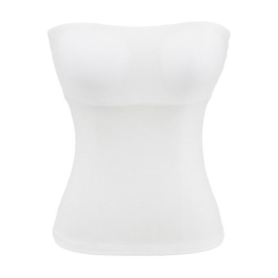 Timegard Tube Tops for Women Solid Color Comfy Slim Going out Tops Strapless Sleeveless Casual Tee