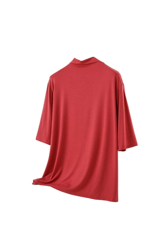 Turtleneck Tops for Women Pajamas Half Sleeve Loose Soft Sleepwear Basic Casual Thin Comfy Blouse Tops