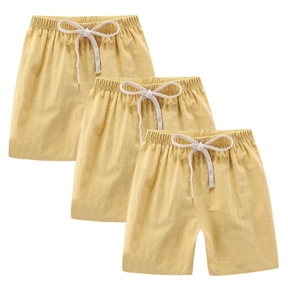 Timegard Unisex Baby Clothes 3pc Cotton Comfy Shorts Toddler Boy Girl Casual Drawstring Loose Shorts