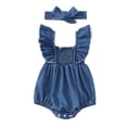 thumbnail image 1 of Timegard Unisex Baby Clothes Newborn Ruffle Sleeve Onesie Infant Cute Toddler Overalls with Headband, 1 of 7