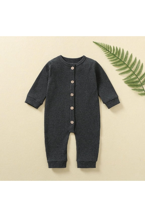 Unisex Baby Clothes Toddler Boy Girls Infant Cotton Comfy Onesie Button Solid Color Rompers Fashion