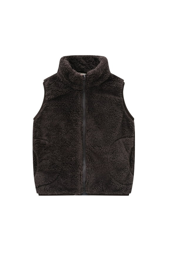 Unisex Baby Vests Winter Fleece Half High Neck Sleeveless Zipper Jackets Fuzzy Comfy Coat Clothes