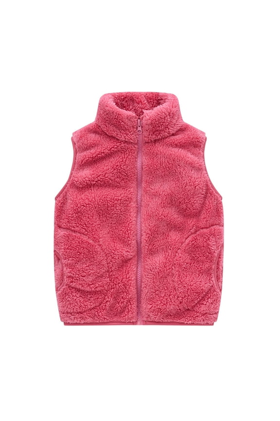 Unisex Baby Vests Winter Fleece Half High Neck Sleeveless Zipper Jackets Fuzzy Comfy Coat Clothes