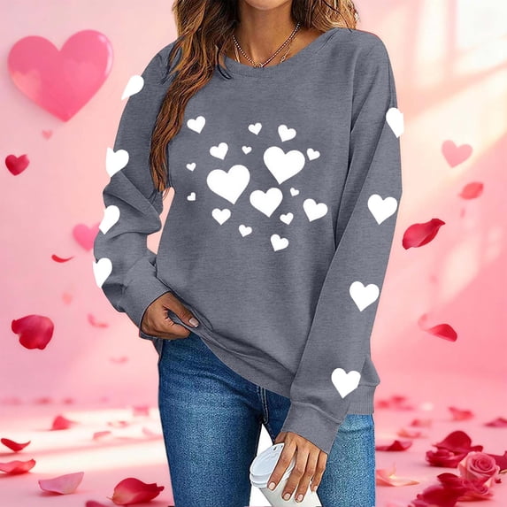 Timegard Valentines Day Womens Tops Long Sleeve Pullover Lightweight Sweatshirts Comfy Drop Shoulder Tops