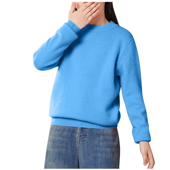 Timegard Winter Baby Clothes Fall Boy Girls Knit Comfy Warm Pullover Casual Loose Kids Solid Color Tops