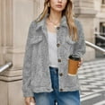 thumbnail image 1 of Timegard Winter Coats for Women Lapel Button down Fuzzy Fleece Loose Comfy Outwear Coats Solid Color, 1 of 5