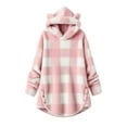 thumbnail image 1 of Timegard Winter Hoodies for Women Cute Fleece Plaid Button Long Sleeve Warm Loose Pullover Tops Trendy, 1 of 3