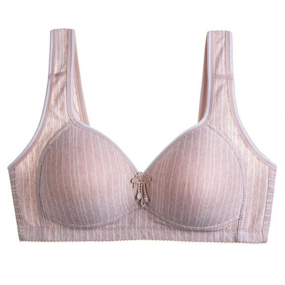 Timegard Wireless Bras for Women Striped Full Coverage High Support Bras Comfort Everyday Bralette