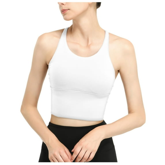 Timegard Women Longline Sports Bra Open Back Criss Cross Sleeveless Yoga Workout Fitness Crop Shirt