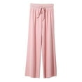 thumbnail image 1 of Timegard Women Lounge Pants Ribbed Elastic Waist Straight Leg Comfy Fall Casual Loose Pants Solid Color, 1 of 6