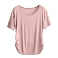 thumbnail image 1 of Timegard Women Tops Pjs Scoop Neck Side Ruched Short Sleeve Soft Homewear Casual Workout Tee Shirts, 1 of 7